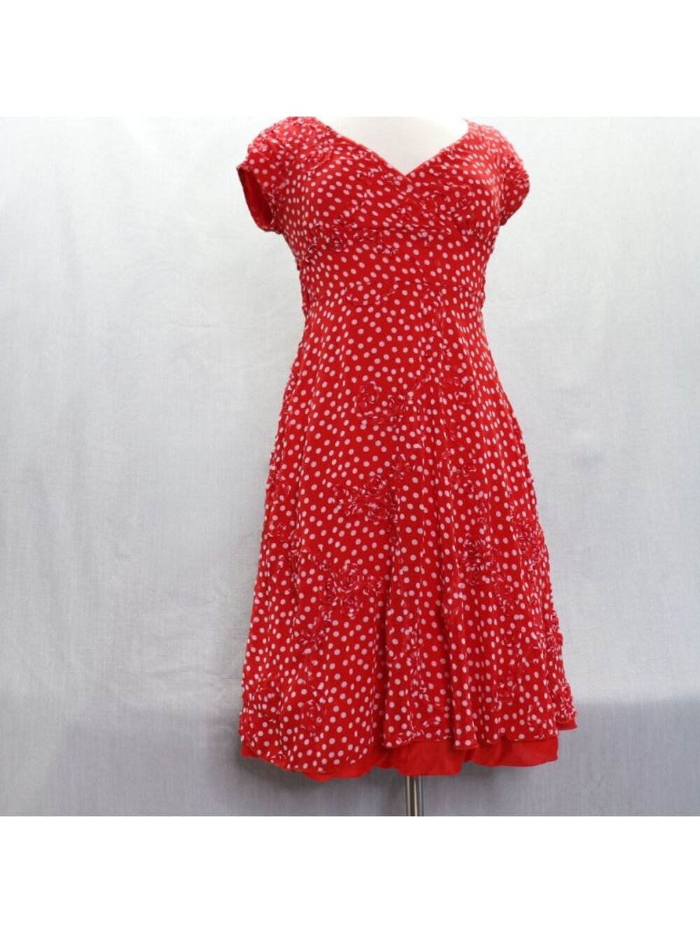 Vtg 70s Jody of California Red Polka Dot Pinup Dress Crinoline Petticoat Small